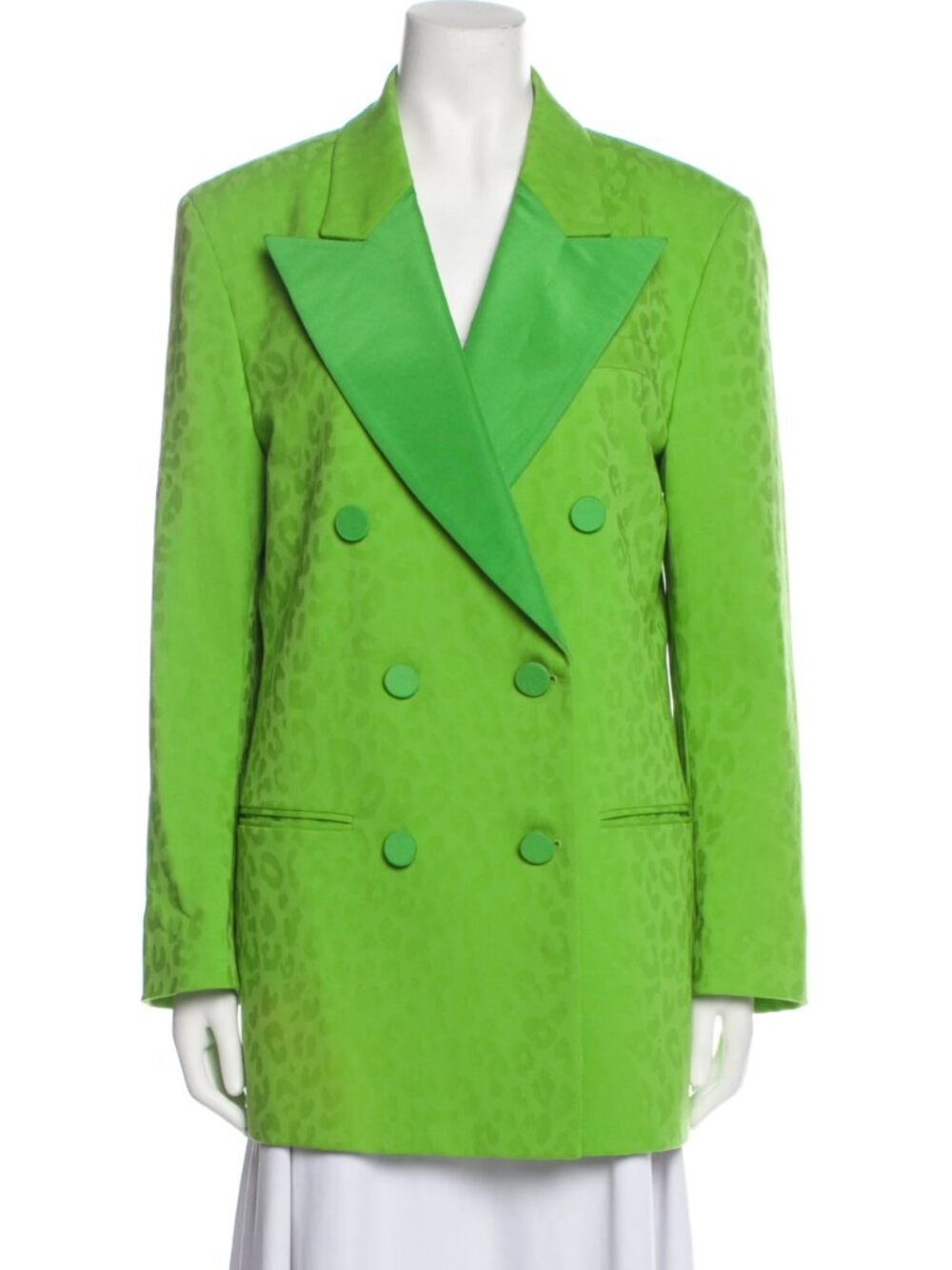 Dundas neon green animal print  double breasted blazer size M